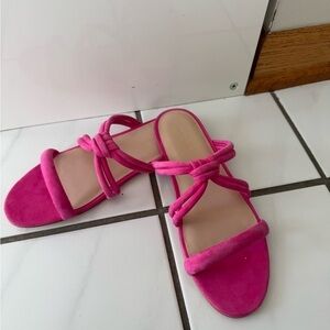 Stuart Weitzman Pink Strappy Flat Sandals